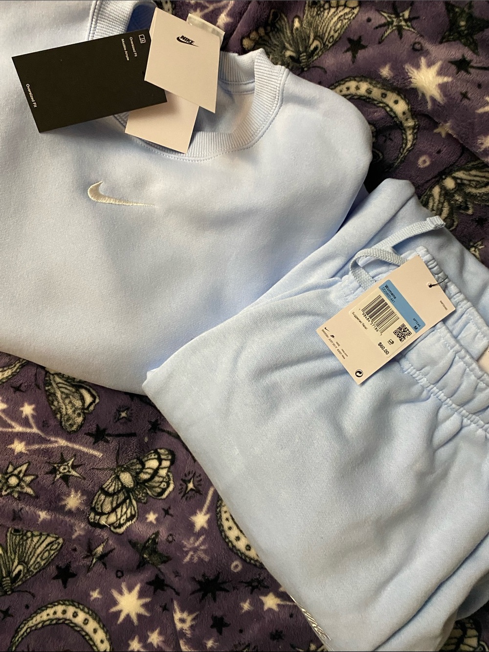 Woman’s Nike Baby Blue Embroidered Oversized Phoenix Crewneck & Jogger Set